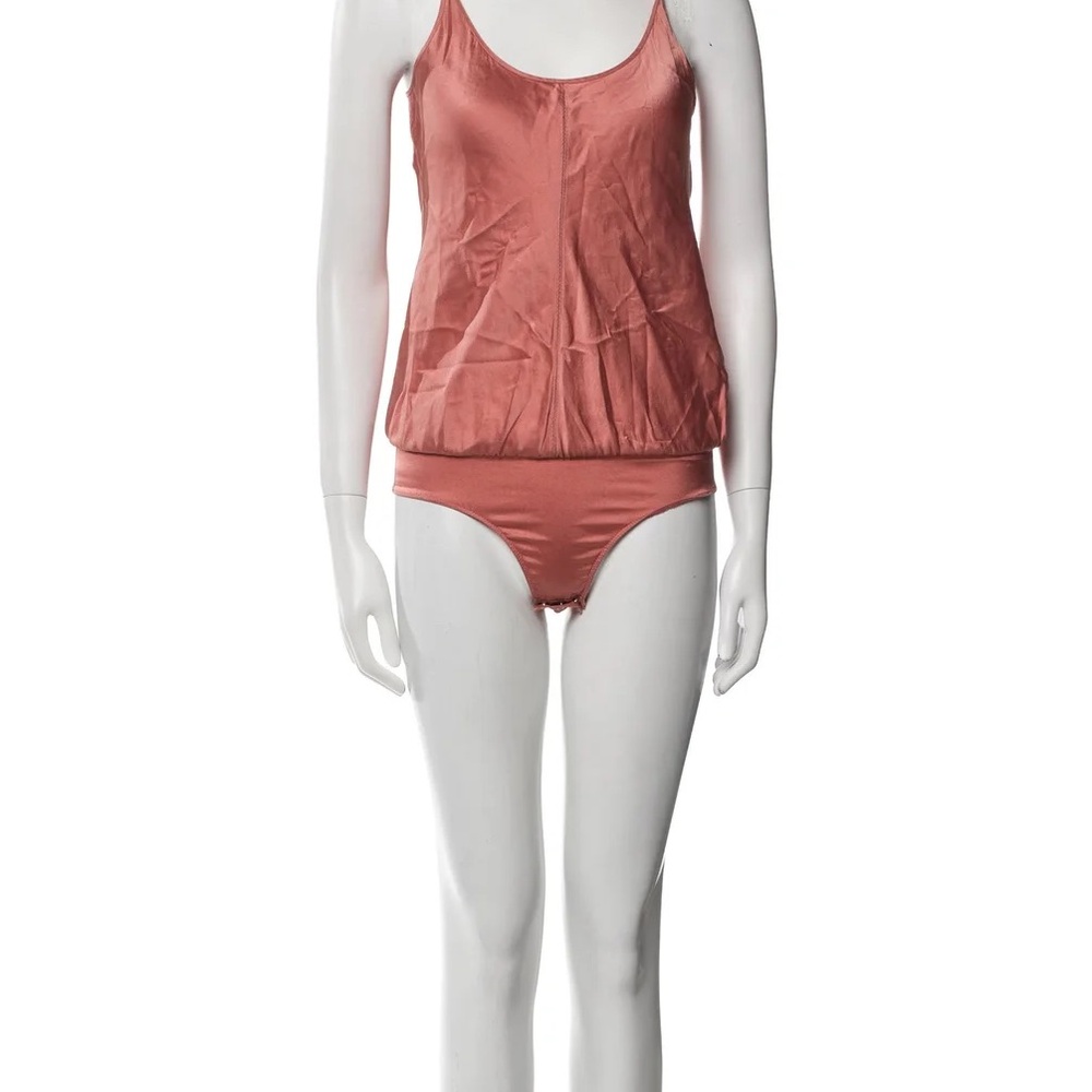 T. Alexander Wang Rose Pink Draped Silk-Satin Bodysuit - Picture 4 of 14